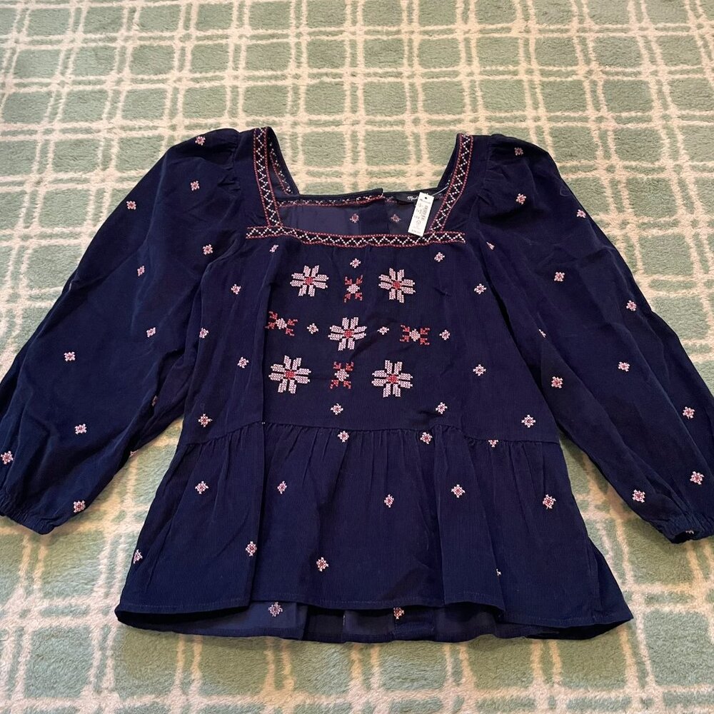Madewell Embroidered Squarneck Top S